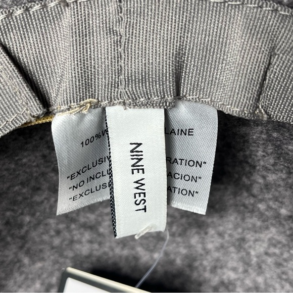 Nine West Bucket Hat 100% Wool Gray Felt Wool Flower Adjustable Band OS NEW - Picture 6 of 9